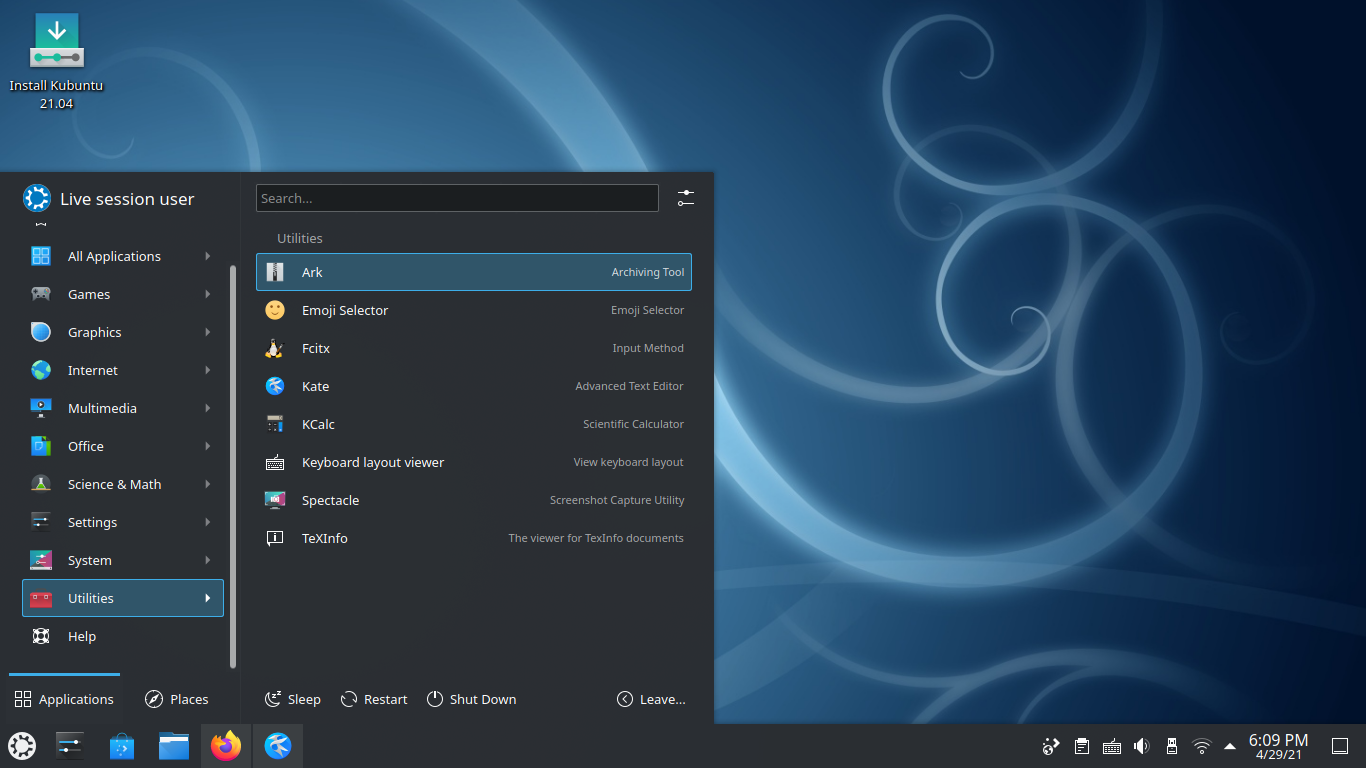 https://commons.wikimedia.org/wiki/File:Kubuntu_21.04_desktop_with_menu_Blue_Curl_wallpaper_-_English.png